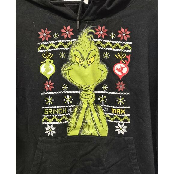 The Grinch Black Hoodie with Kangaroo Pocket Adult Small Cotton Blend - Picture 2 of 7